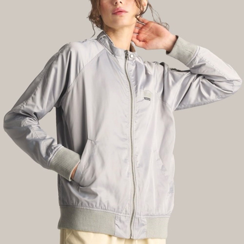 Members Only Extra Small Silver Washer Satin Boyfriend Jacket